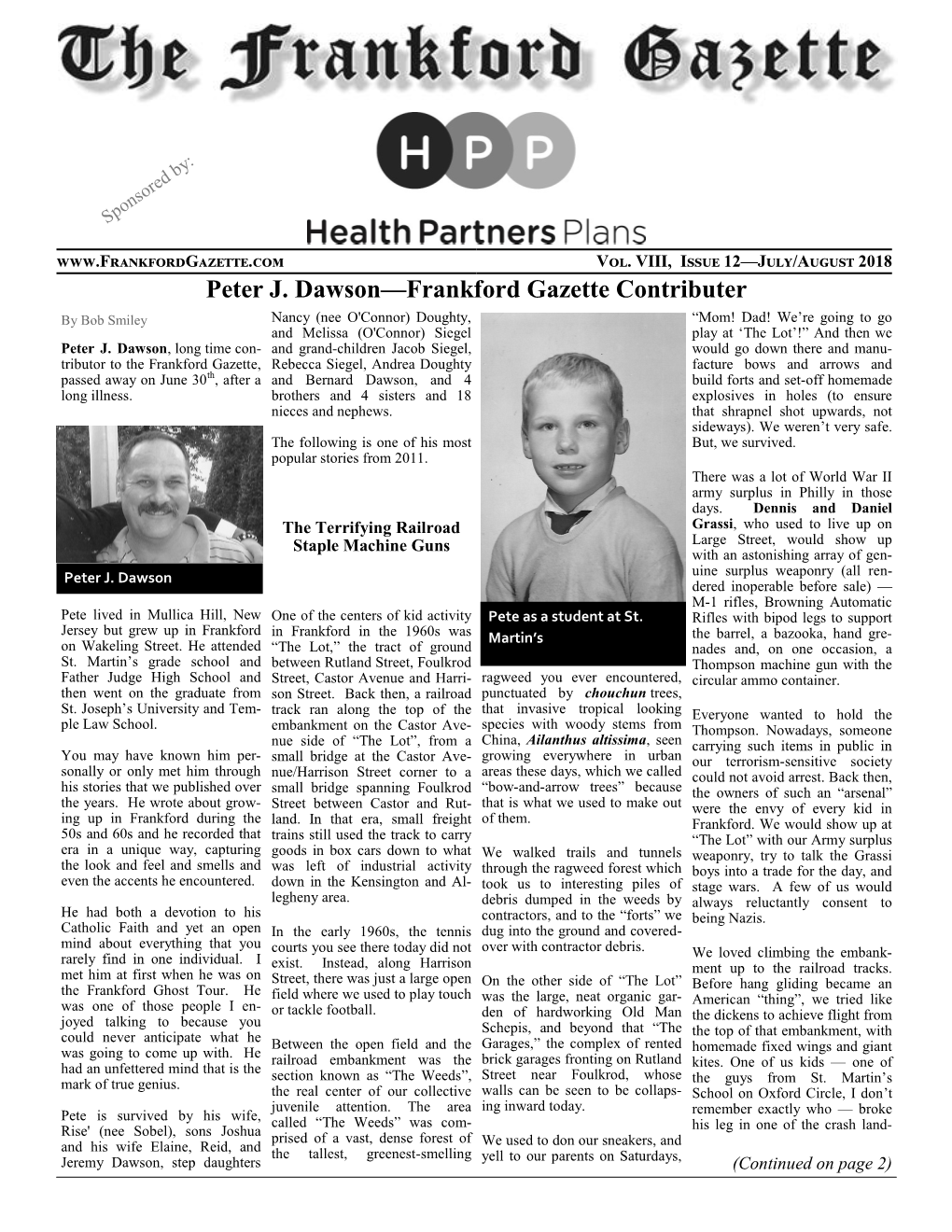 Peter J. Dawson—Frankford Gazette Contributer