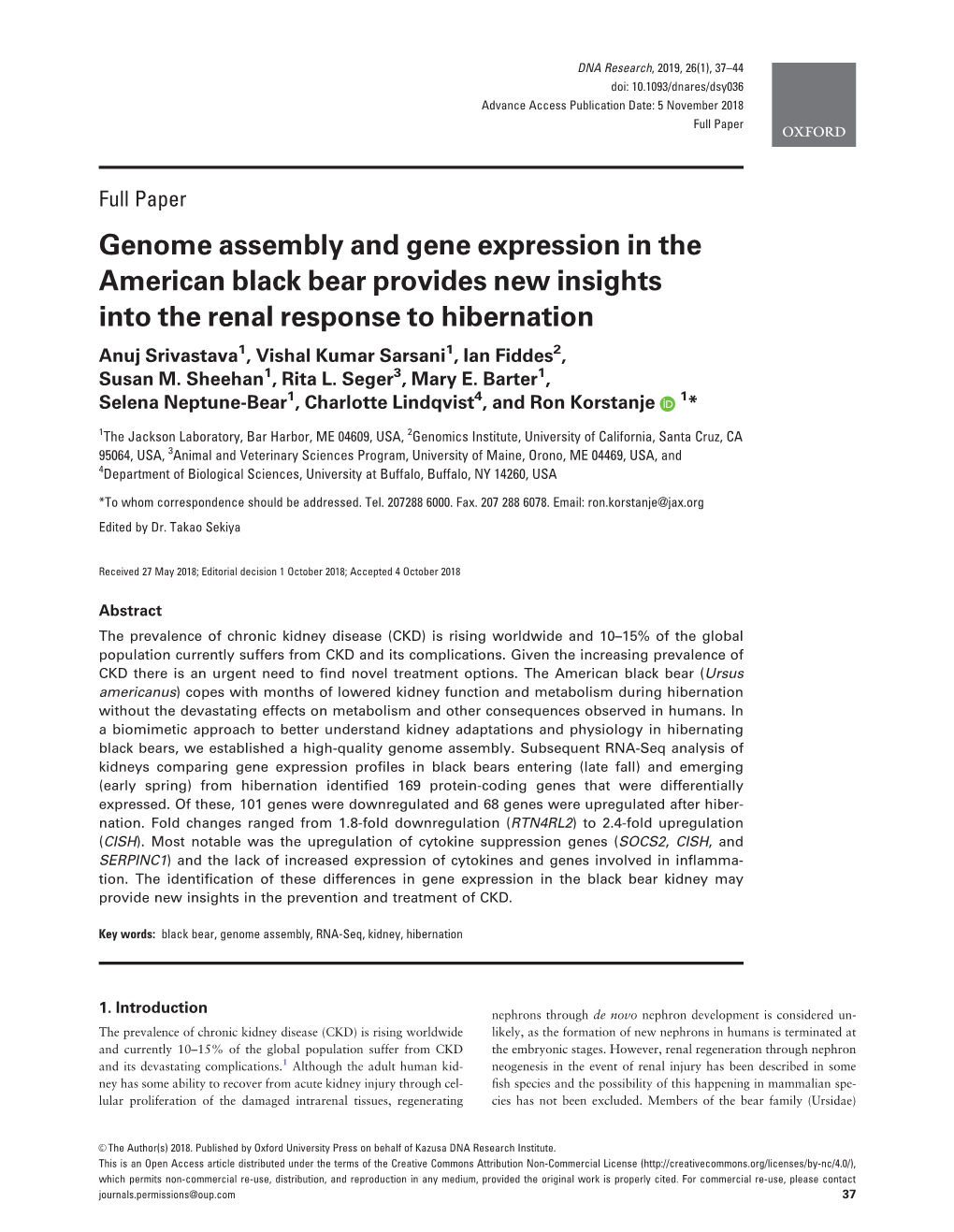 Genome Assembly and Gene Expression in the American Black