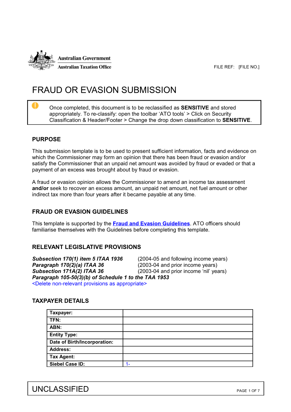 Fraud Or Evasion Submission