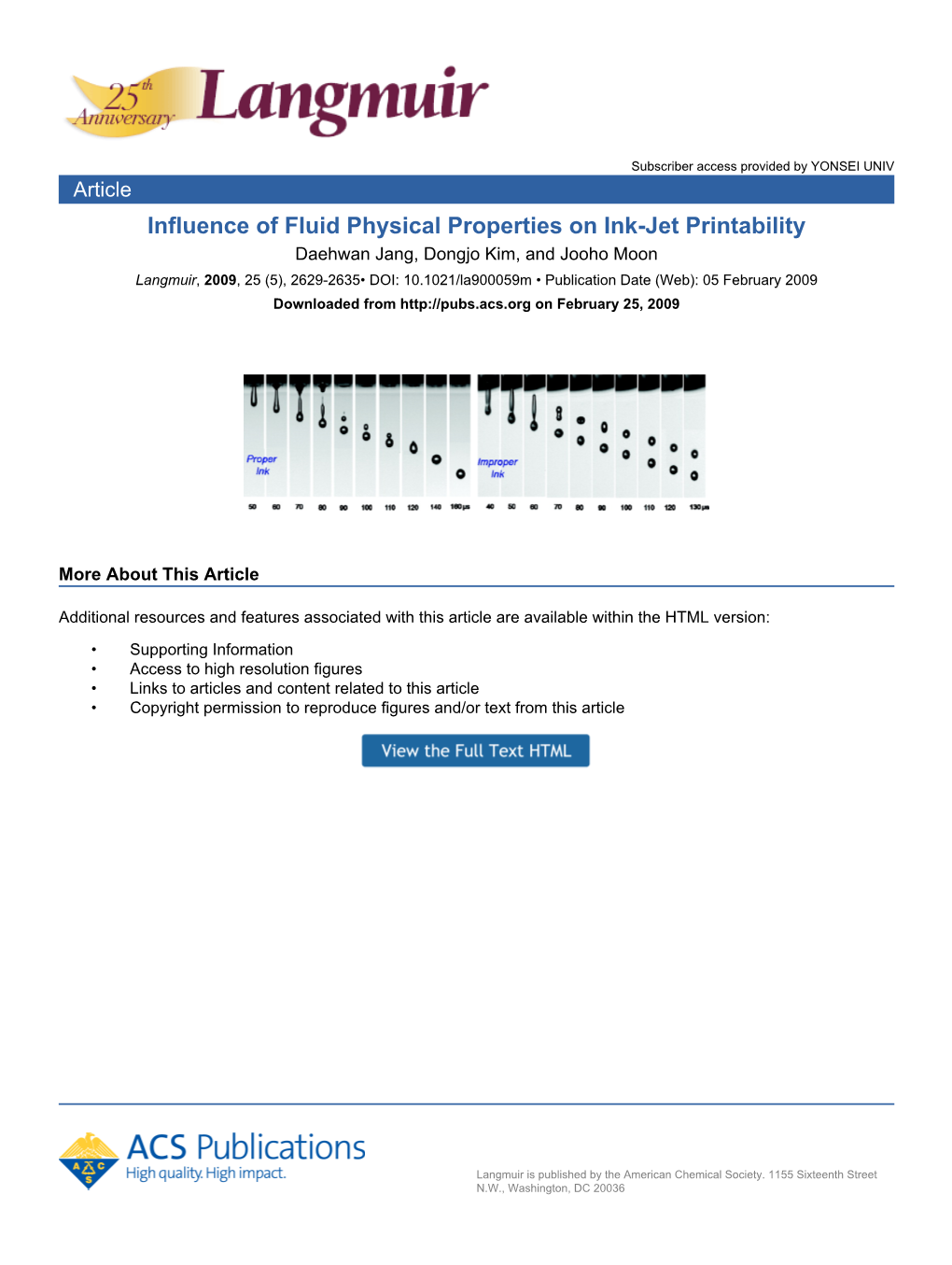 Influence of Fluid Physical Properties on Ink-Jet Printability