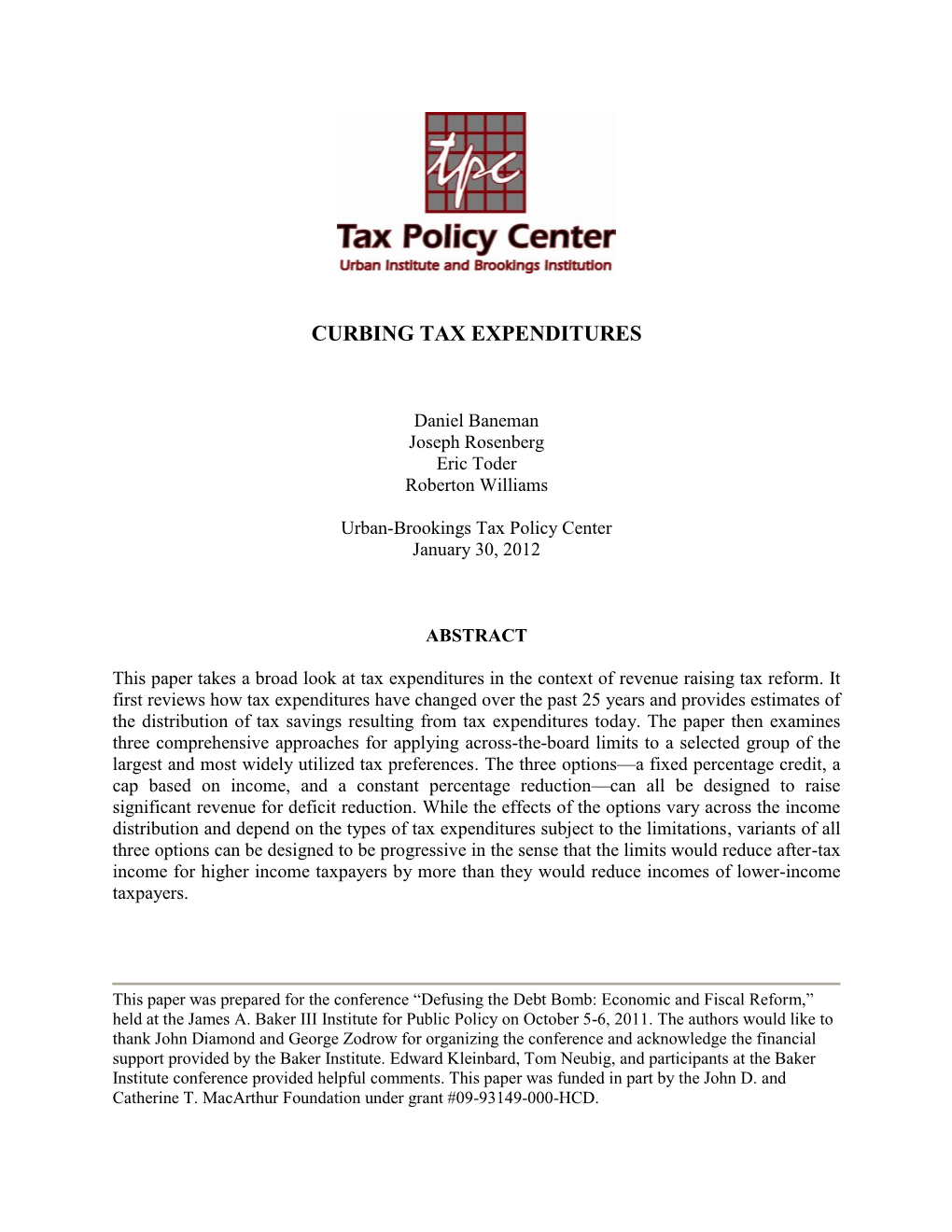 Curbing Tax Expenditures