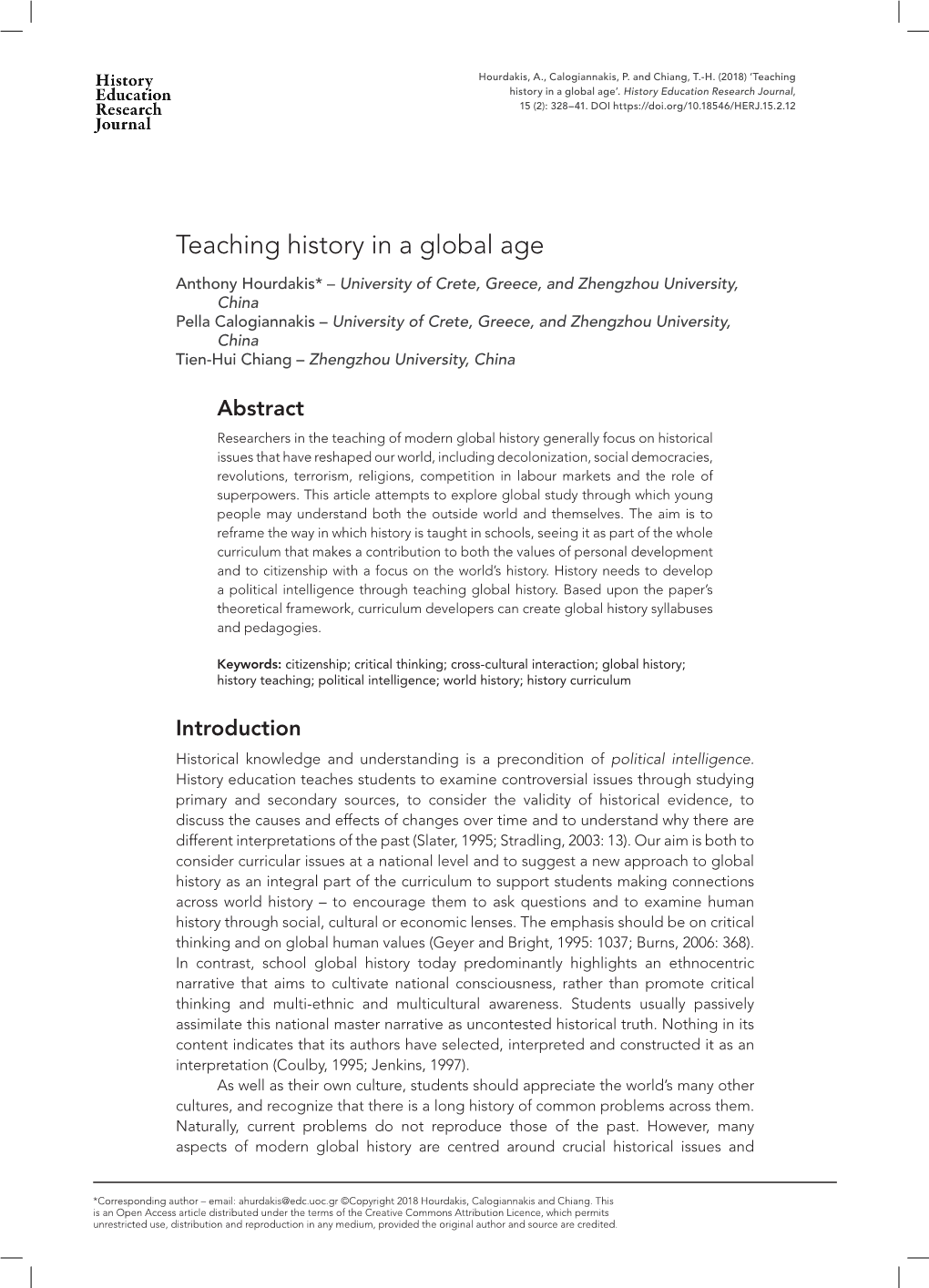 Teaching History in a Global Age’