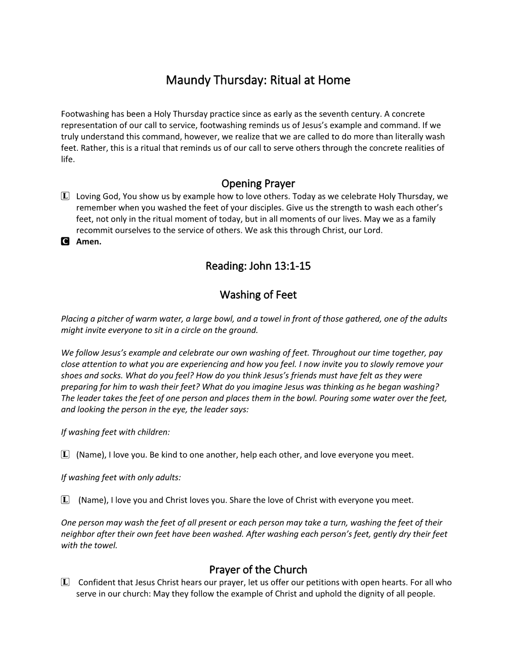 Maundy Thursday: Ritual at Home