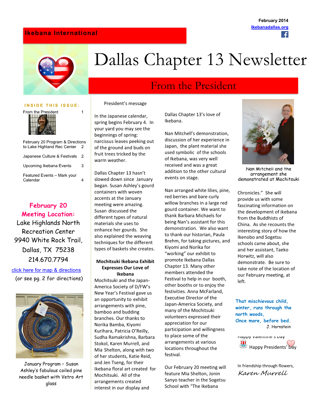 Dallas Chapter 13 Newsletter from the President