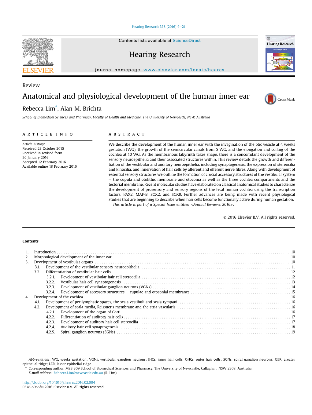 Anatomical and Physiological Development of the Human Inner Ear