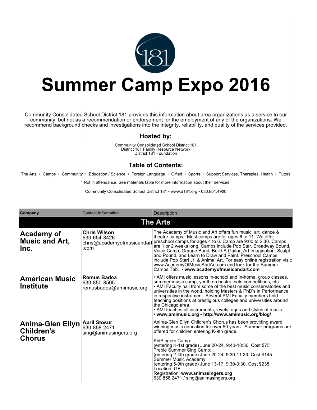 Summer Camp Expo 2016