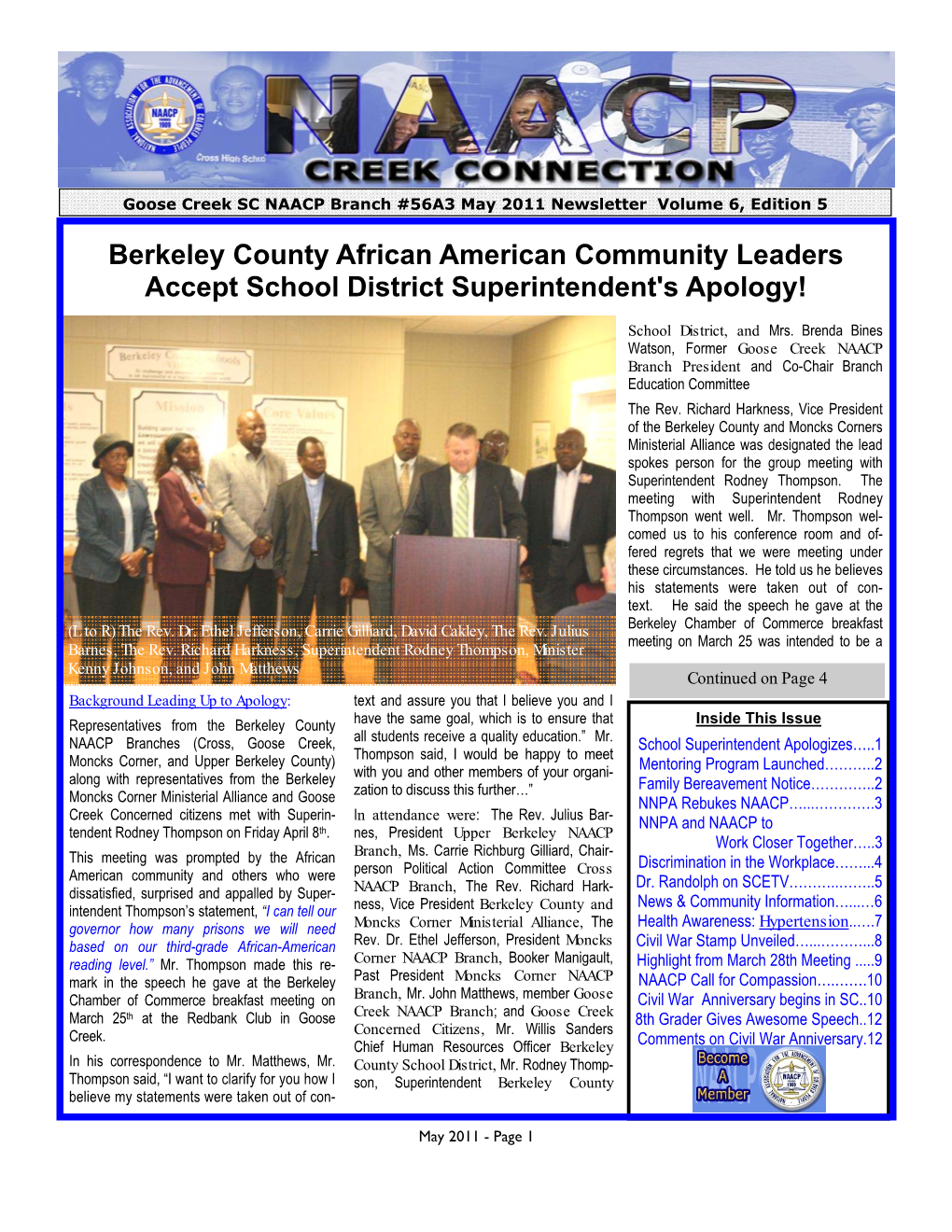 Berkeley County African American Community Leaders Accept School District Superintendent's Apology!
