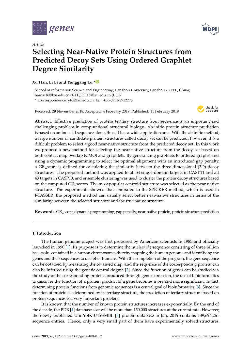 Selecting Near-Native Protein Structures from Predicted Decoy Sets Using Ordered Graphlet Degree Similarity