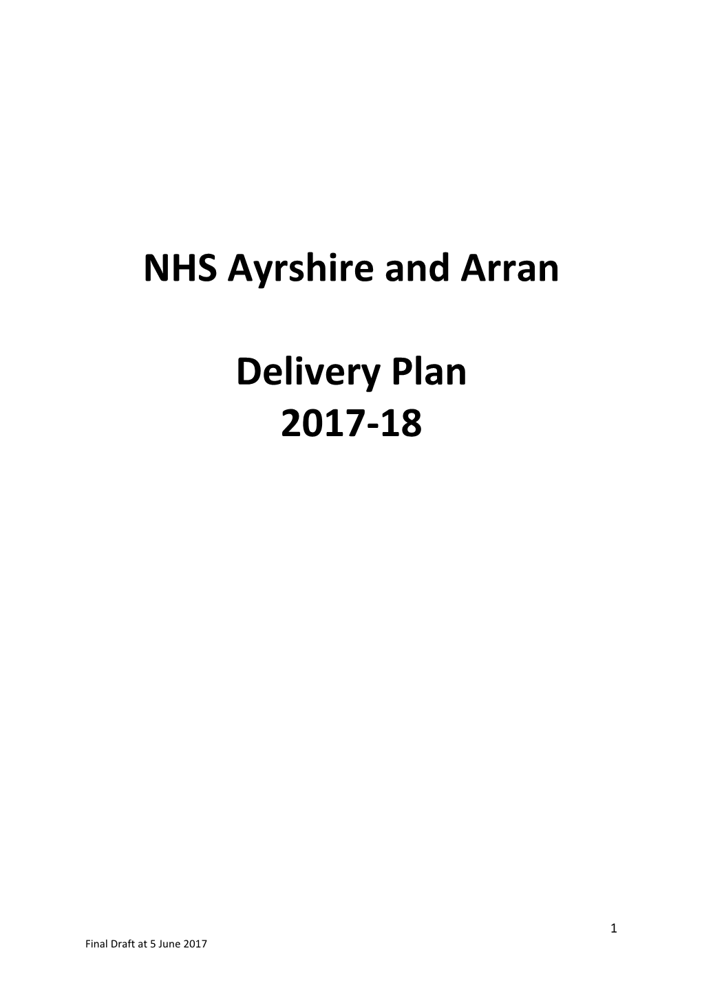 NHS Ayrshire and Arran Delivery Plan 2017-18