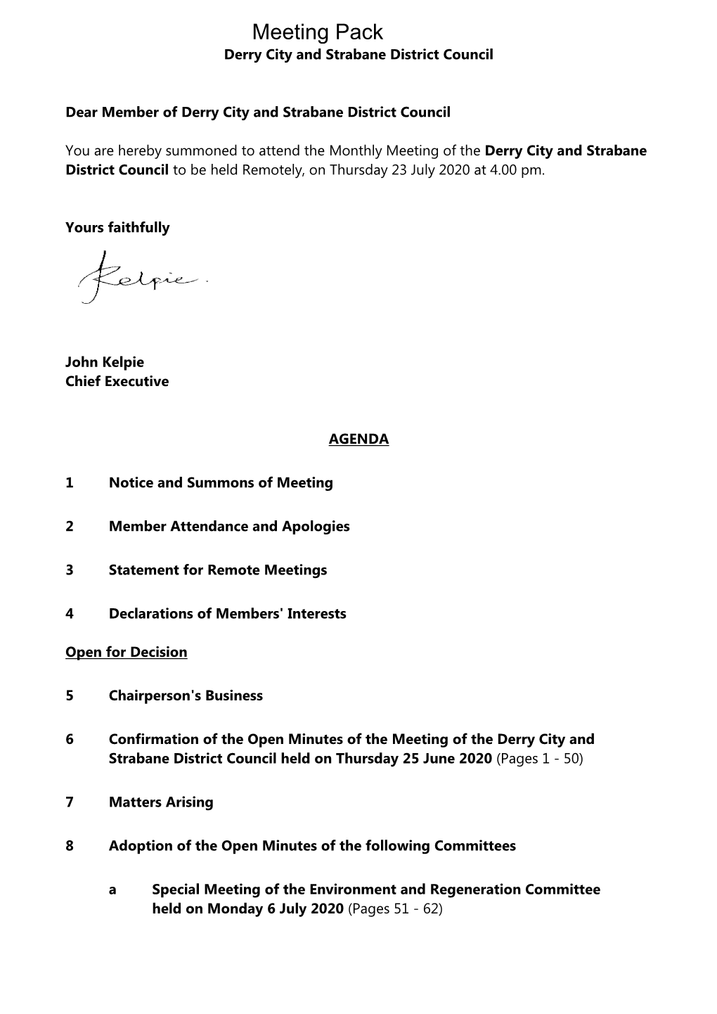 (Public Pack)Agenda Document for Derry City and Strabane District