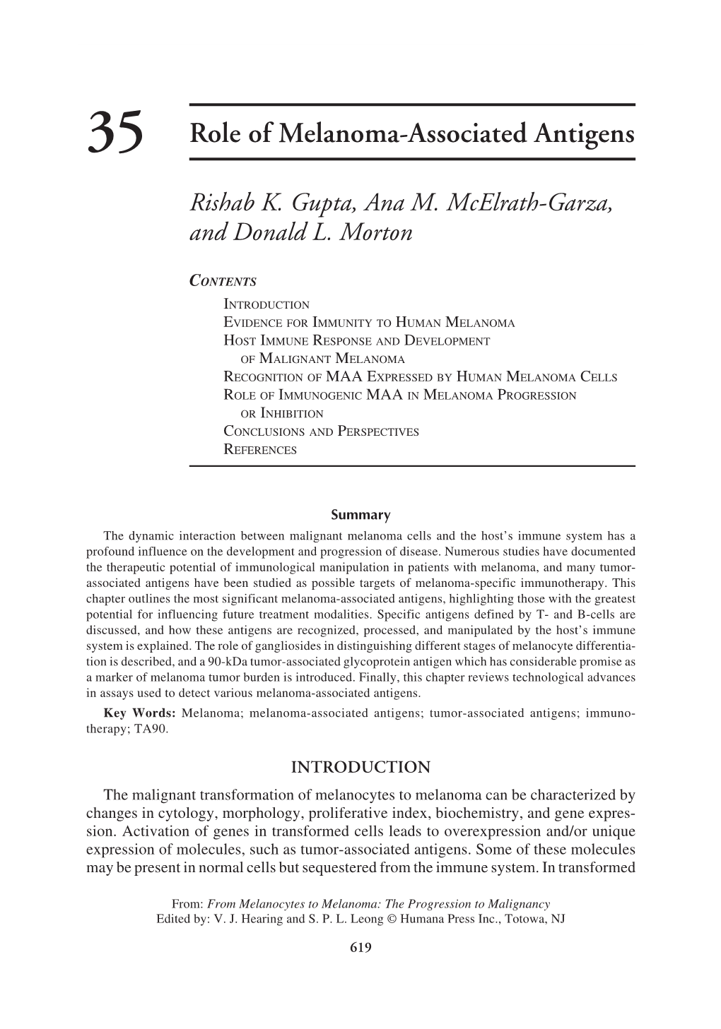 Role of Melanoma-Associated Antigens