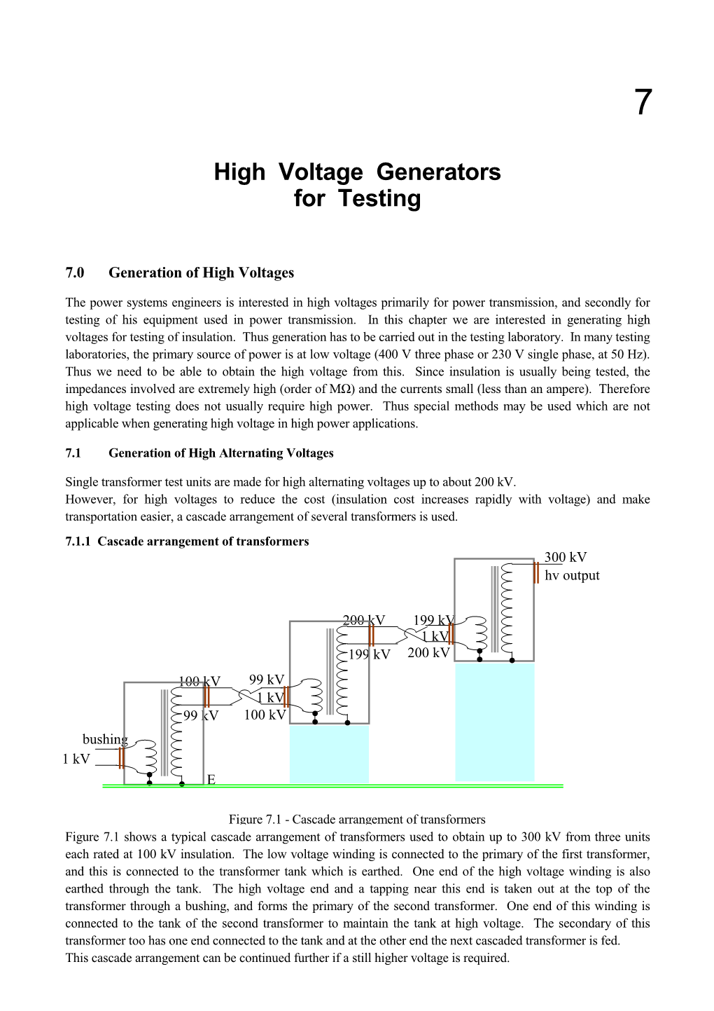 High Voltage Generators for Testing   7.0 Generation of High Voltages
