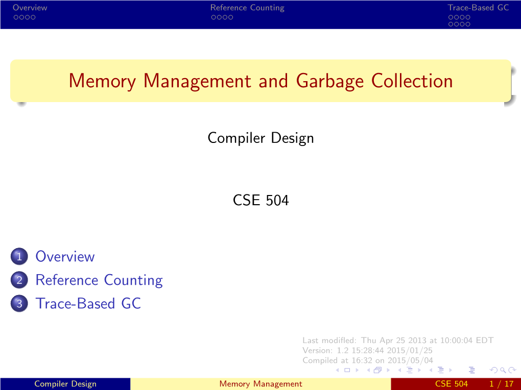 Memory Management and Garbage Collection