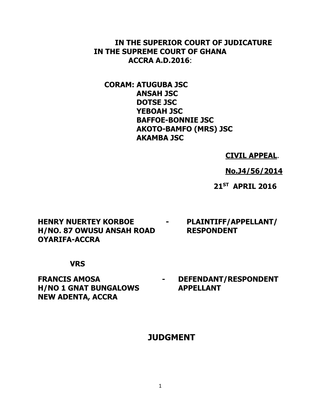 HENRY KORBOE V FRANCIS AMOSA (Dotse).Pdf