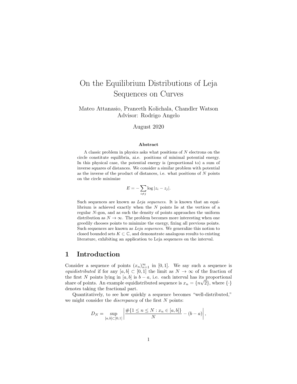 On the Equilibrium Distributions of Leja Sequences on Curves