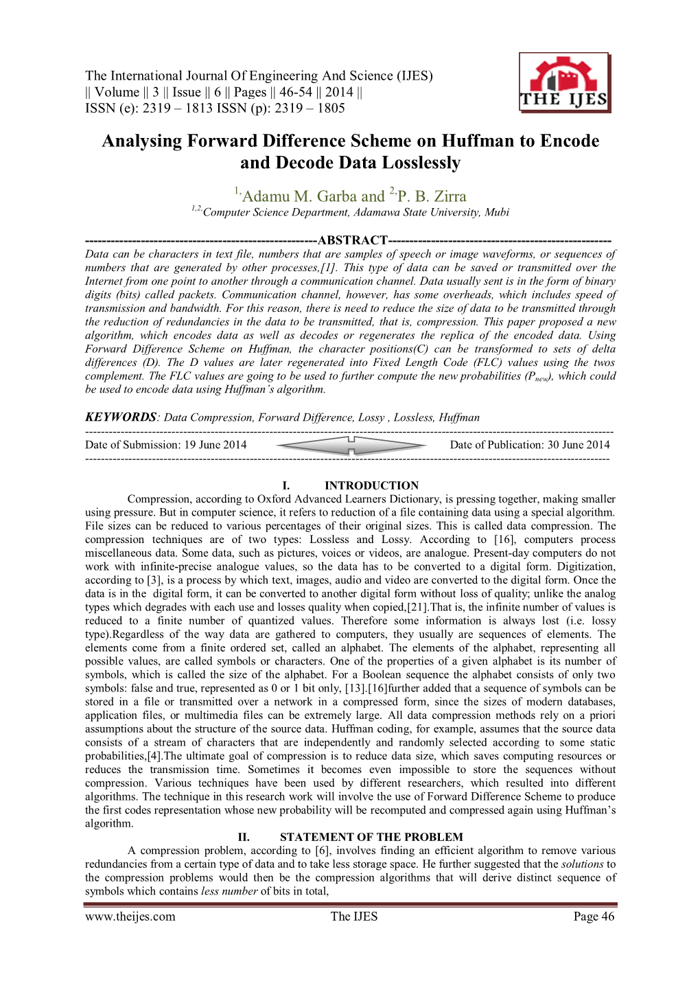 Analysing Forward Difference Scheme on Huffman to Encode and Decode Data Losslessly