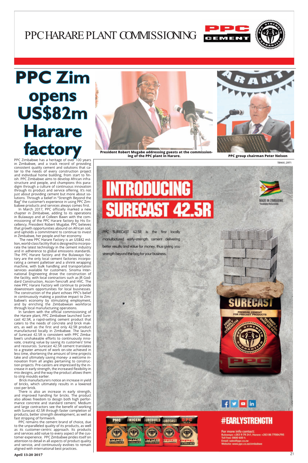 PPC Zim Opens US$82M Harare