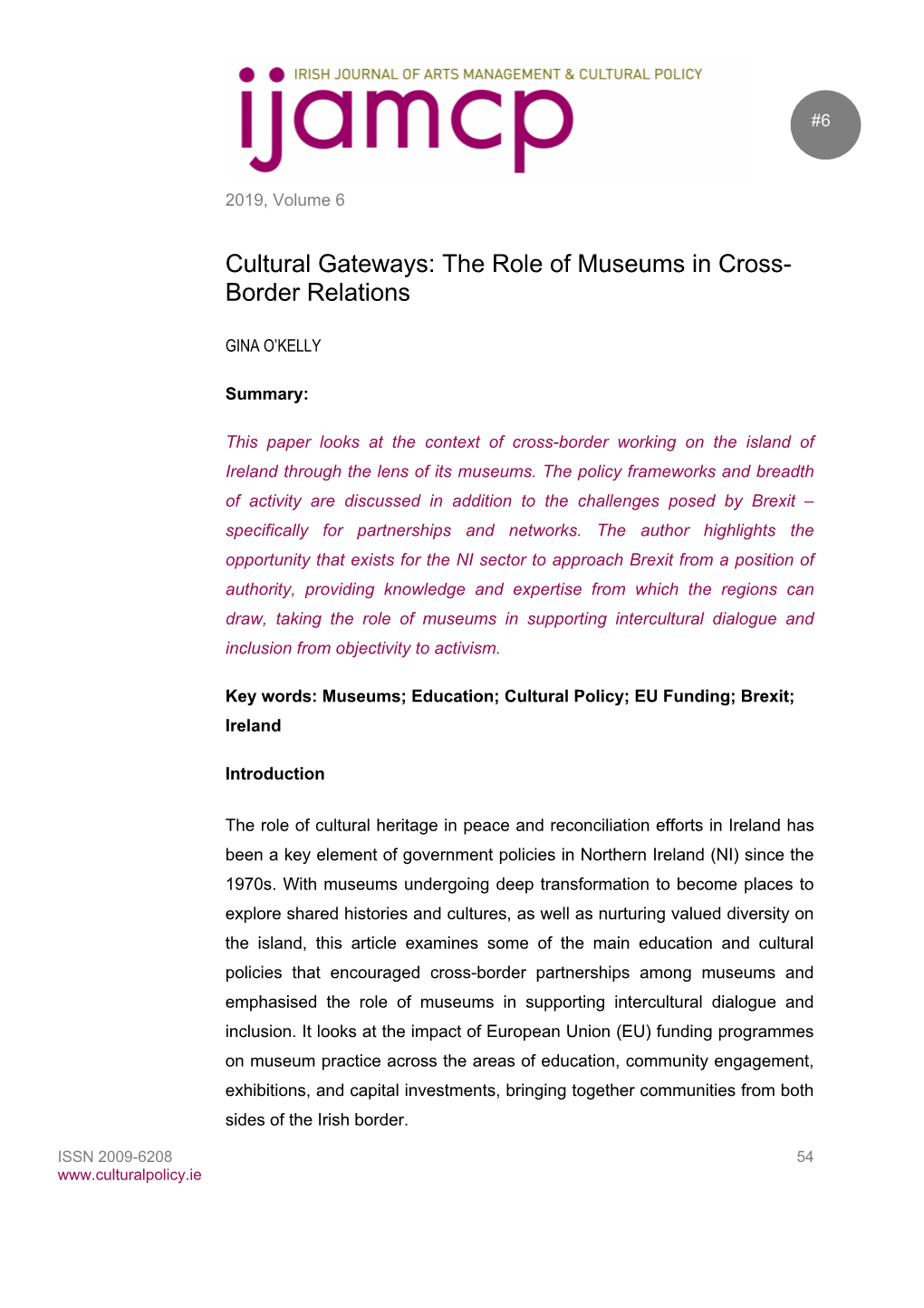 The Role of Museums in Cross-Border Relations