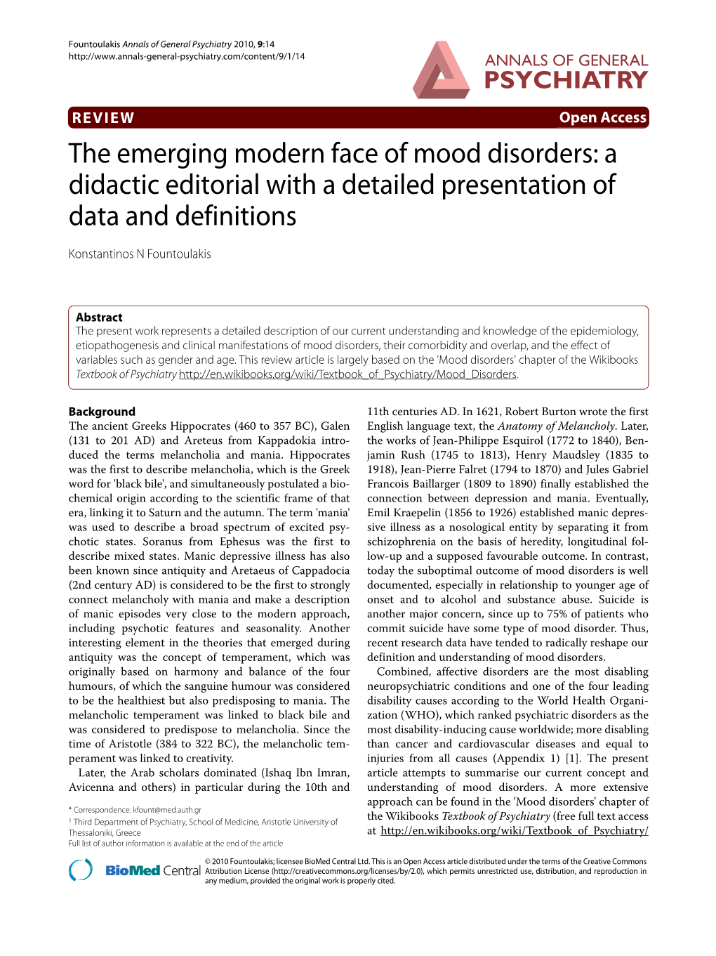 The Emerging Modern Face of Mood Disorders