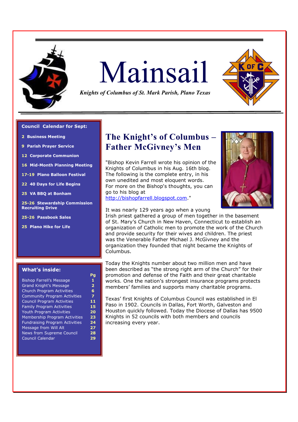 August/September 2010 Mainsail