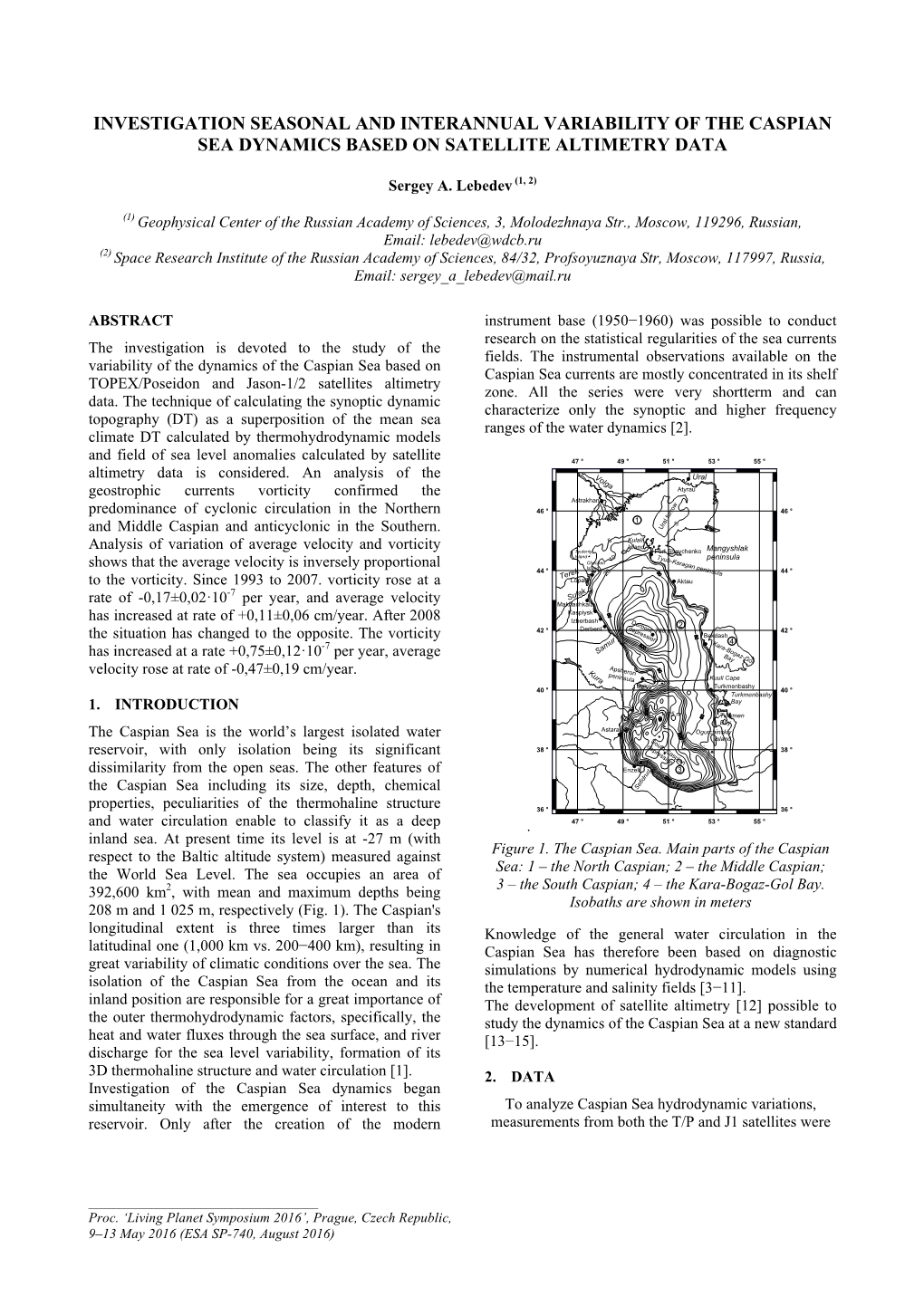 Investigation Seasonal and Interannual Variability of the Caspian Sea Dynamics Based on Satellite Altimetry Data