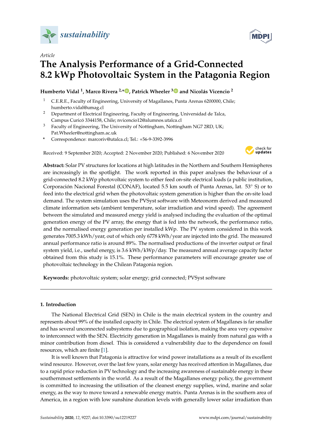 The Analysis Performance of a Grid-Connected 8.2 Kwp Photovoltaic System in the Patagonia Region