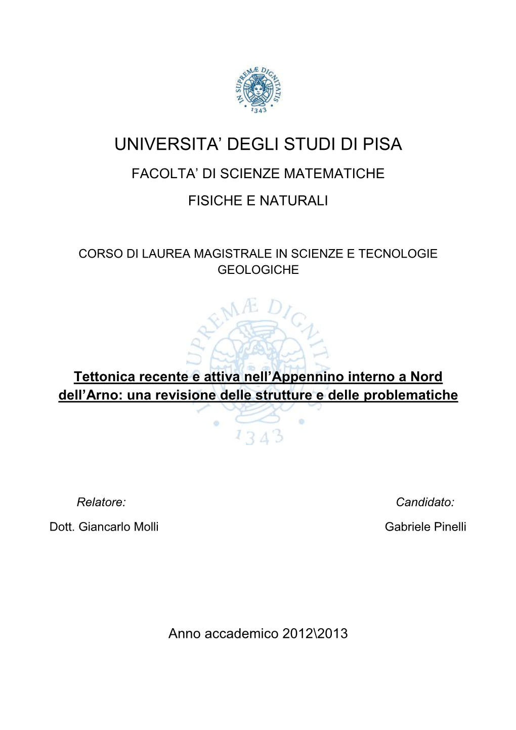 Universita' Degli Studi Di Pisa