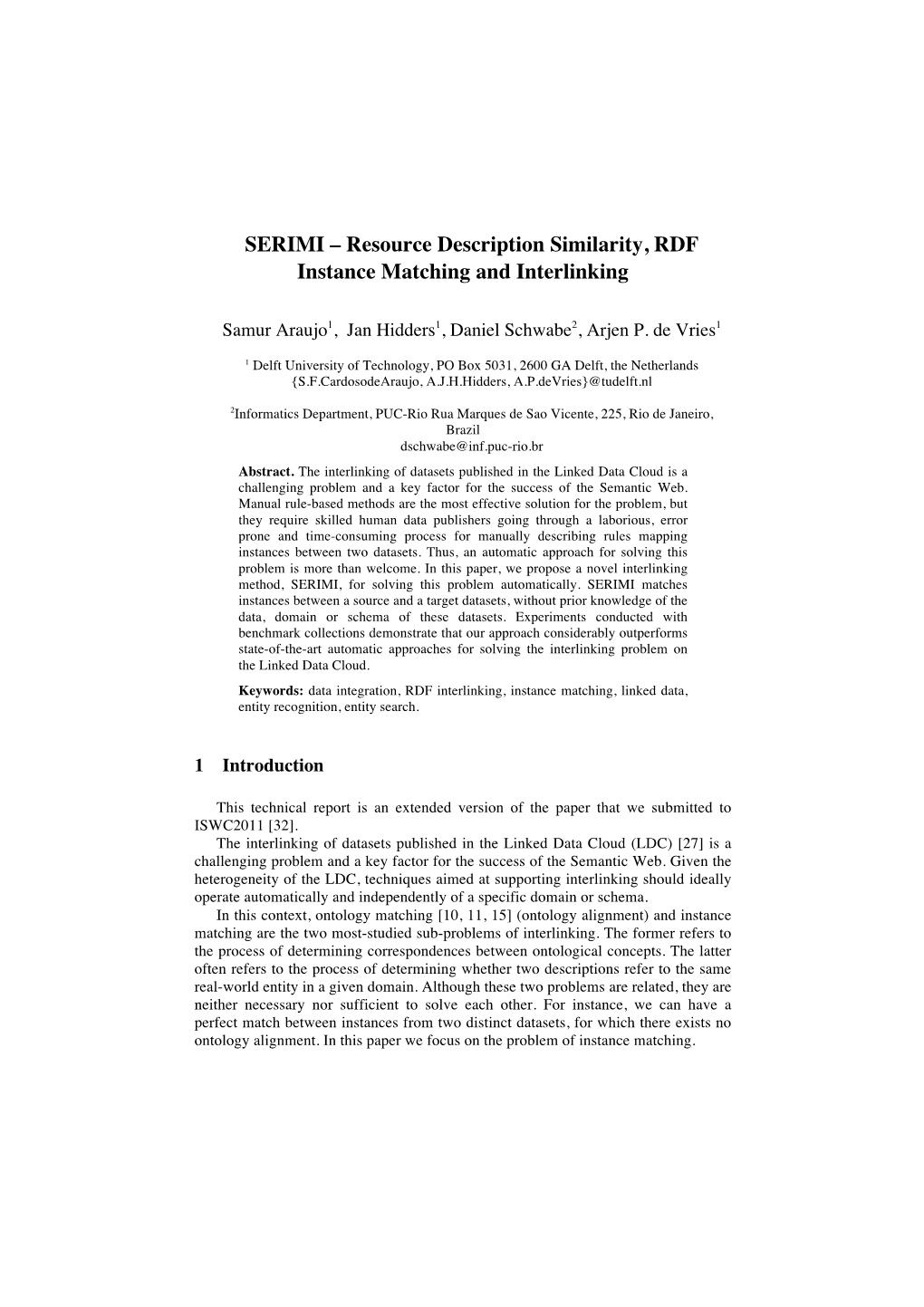 SERIMI – Resource Description Similarity, RDF Instance Matching and Interlinking