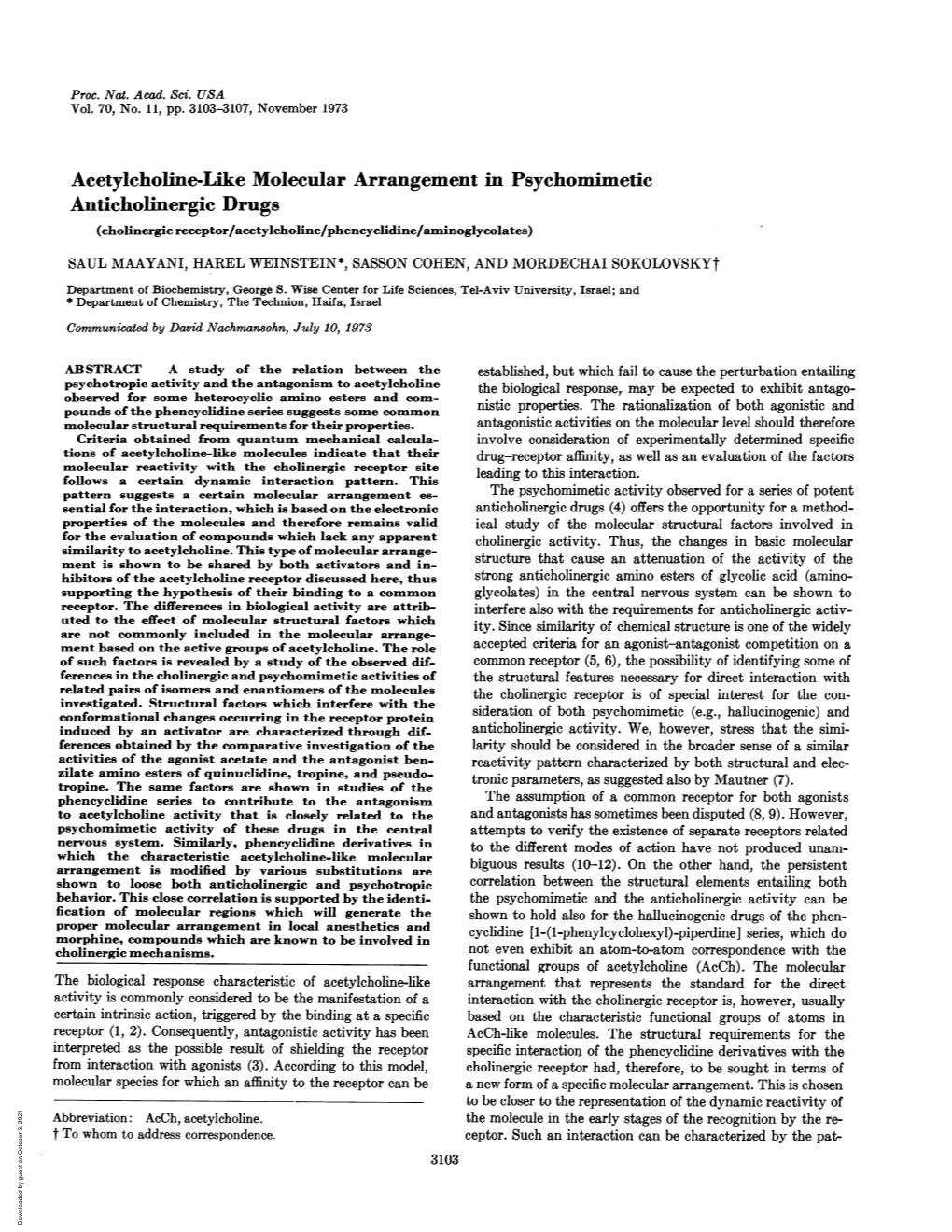 Acetylcholine-Like Molecular Arrangement in Psychomimetic