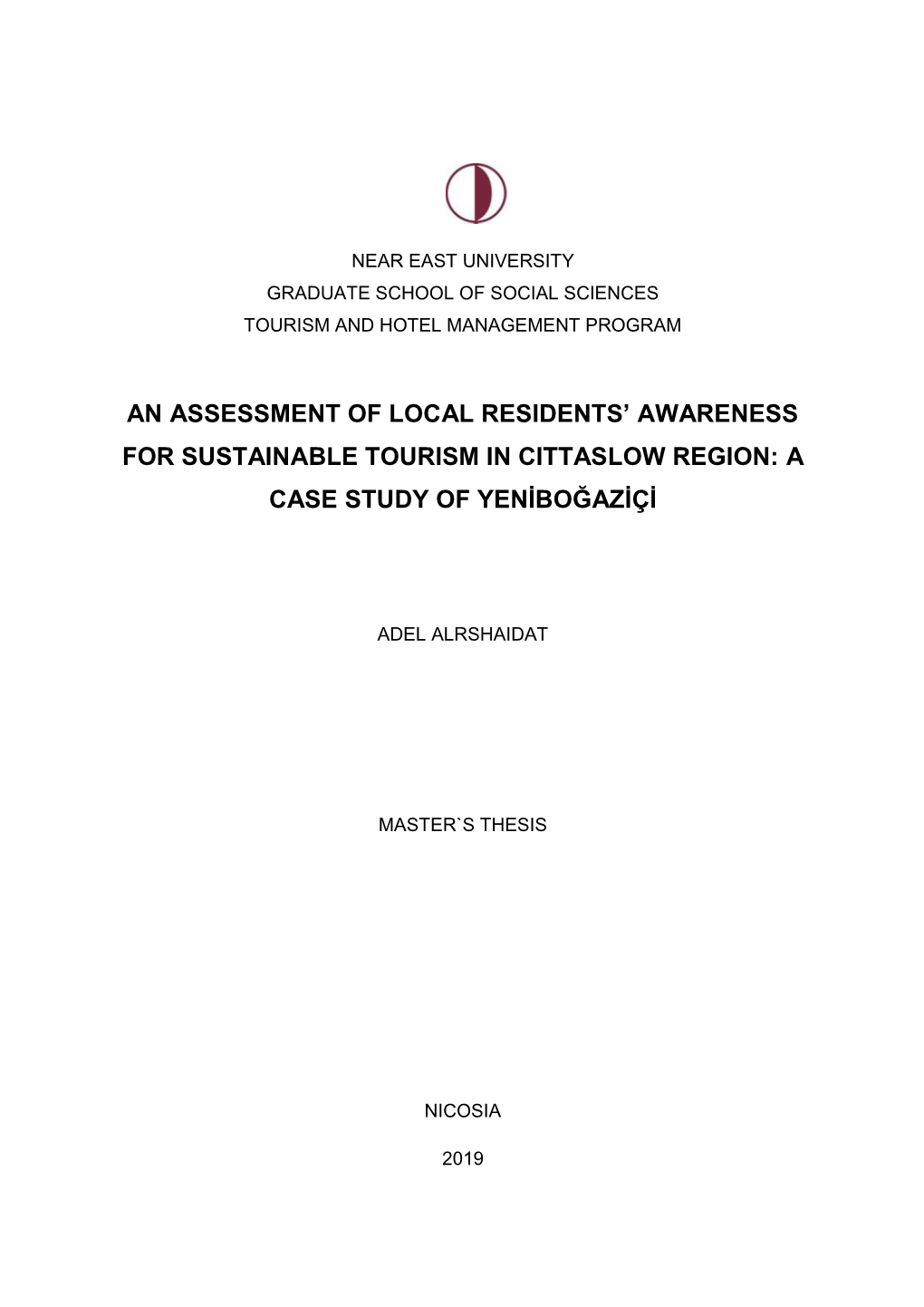 An Assessment of Local Residents' Awareness For