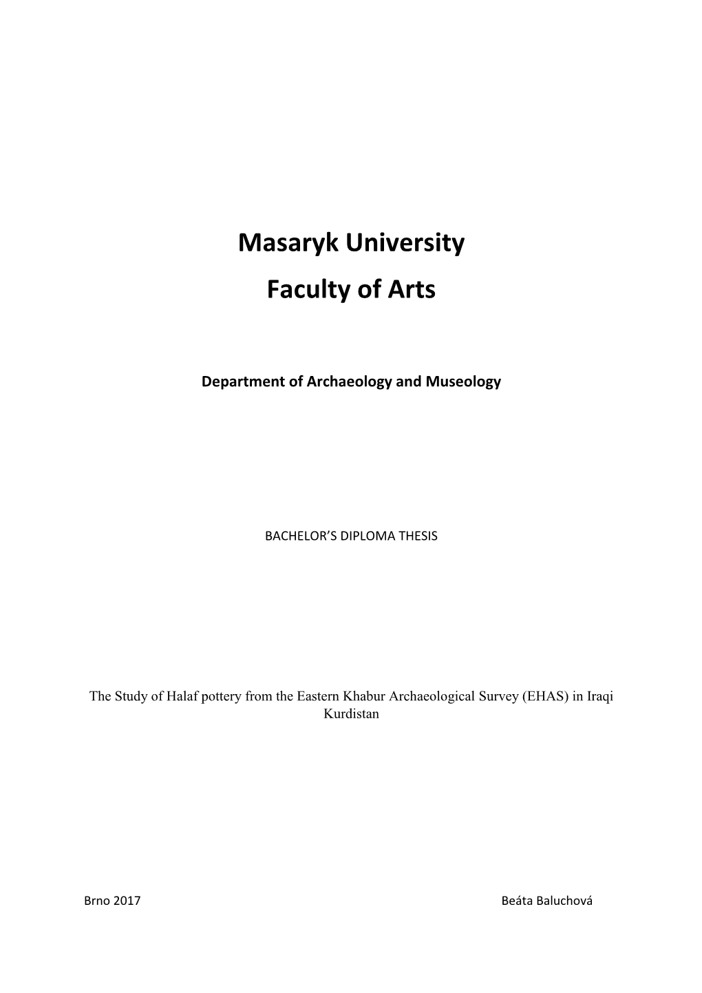 Masaryk University Faculty of Arts