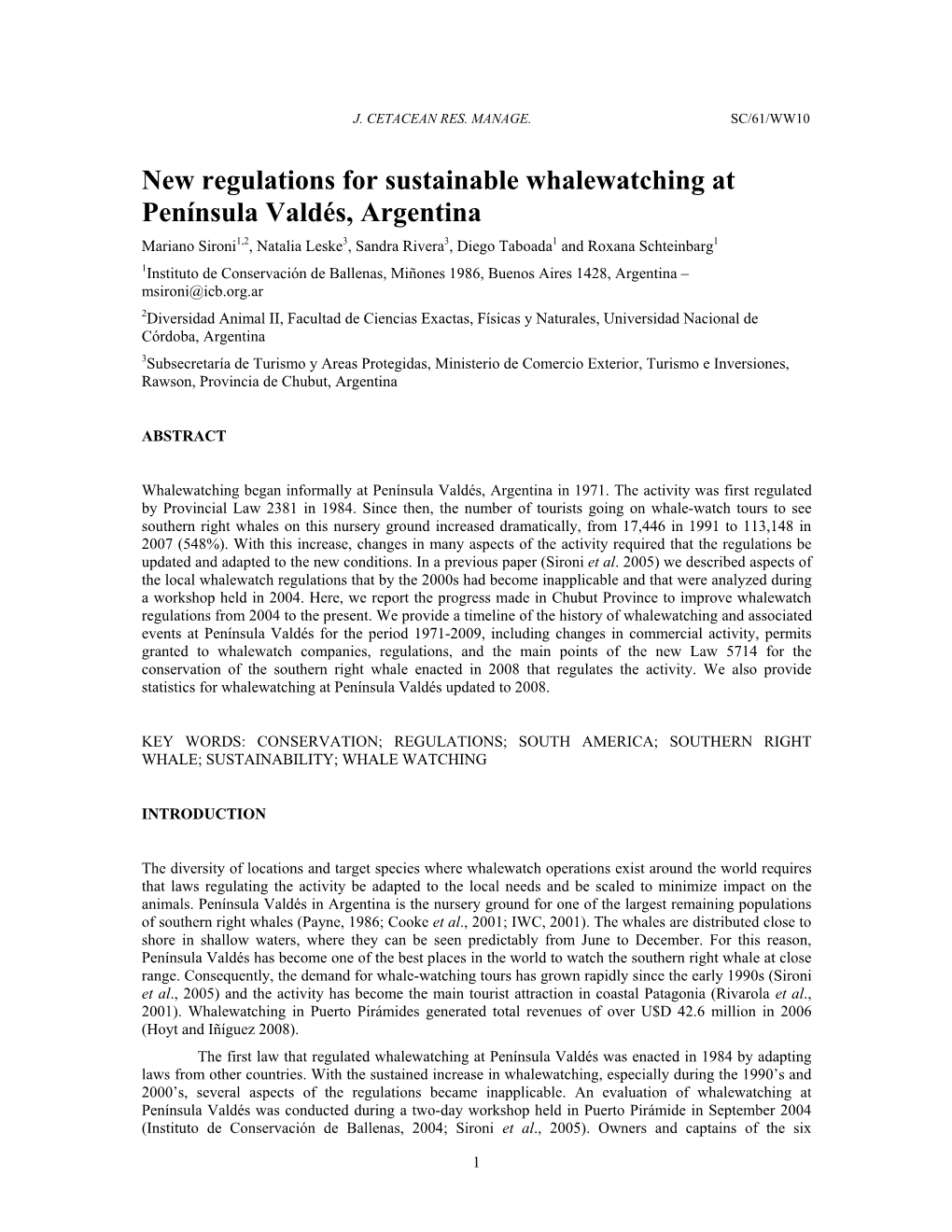 New Regulations for Sustainable Whalewatching at Península Valdés