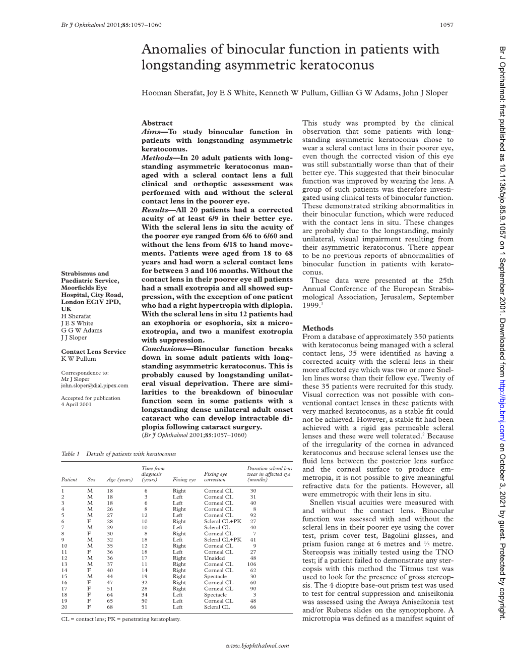 Anomalies of Binocular Function in Patients with Longstanding