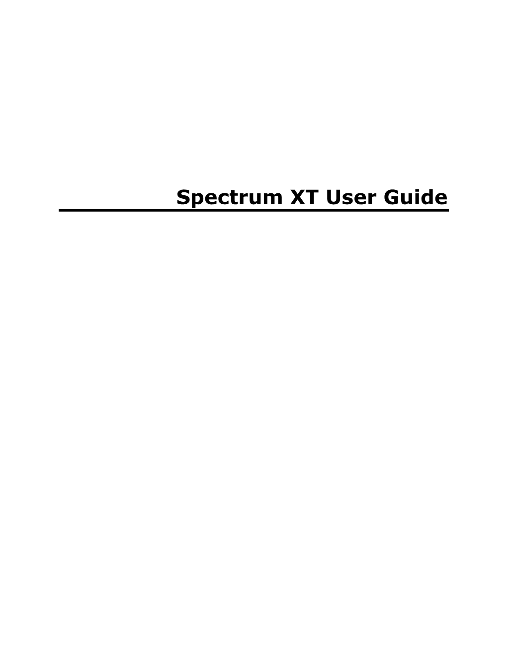 Spectrum XT User Guide