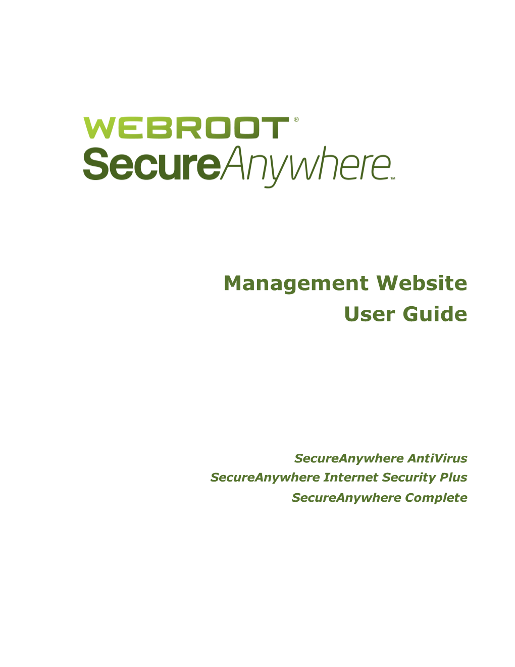 Secureanywhere Website User Guide