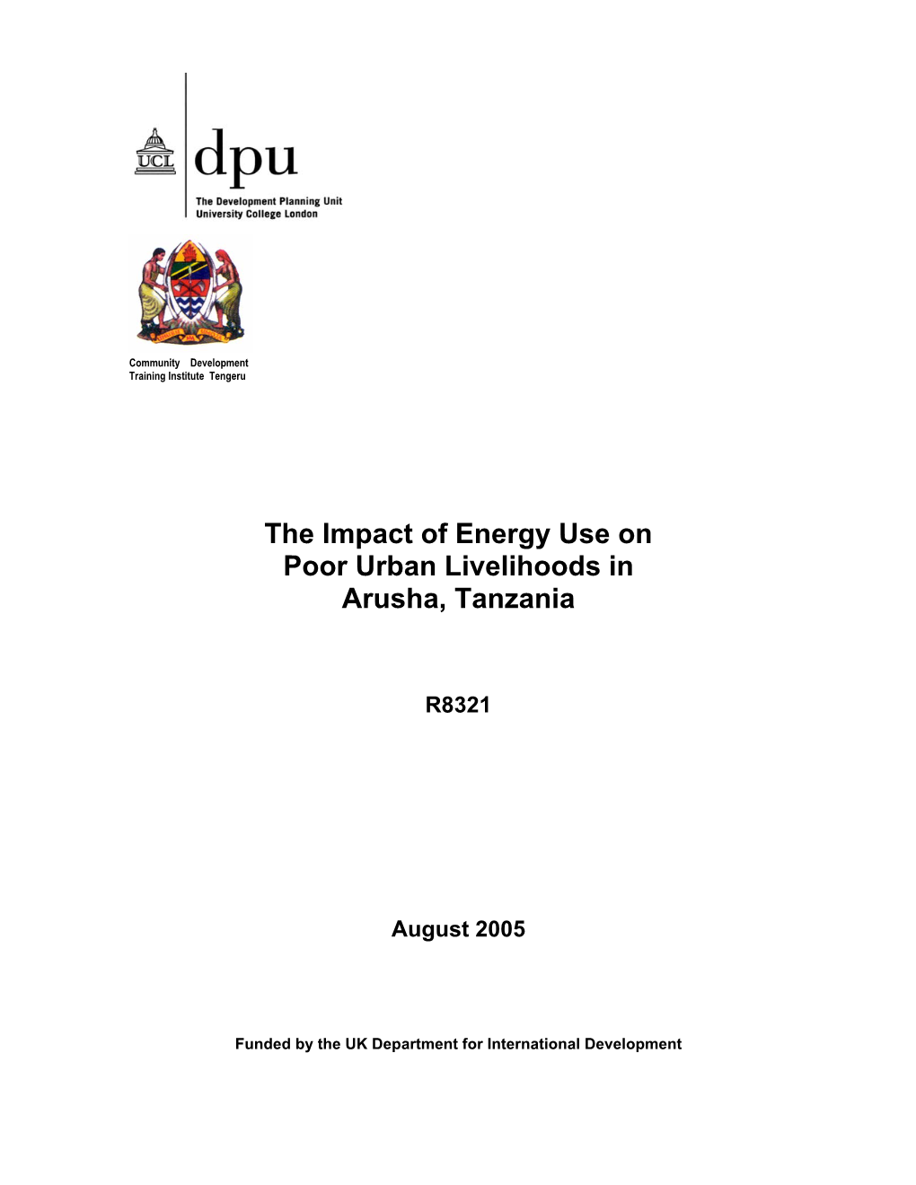 The Impact of Energy Use on Poor Urban Livelihoods in Arusha, Tanzania