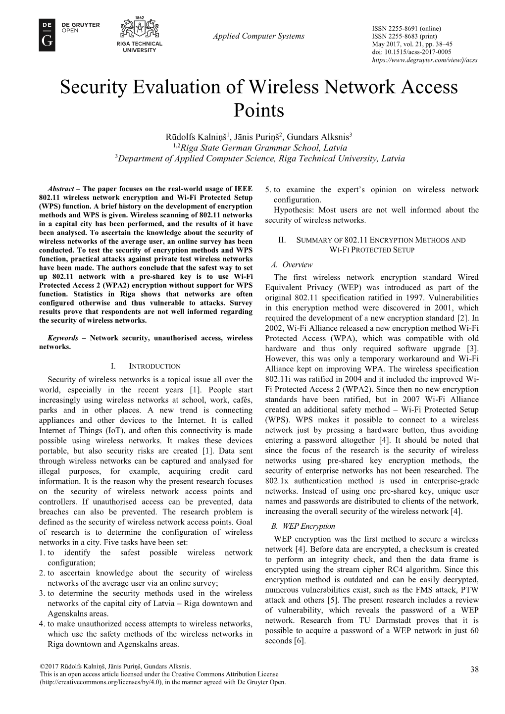 Security Evaluation of Wireless Network Access Points