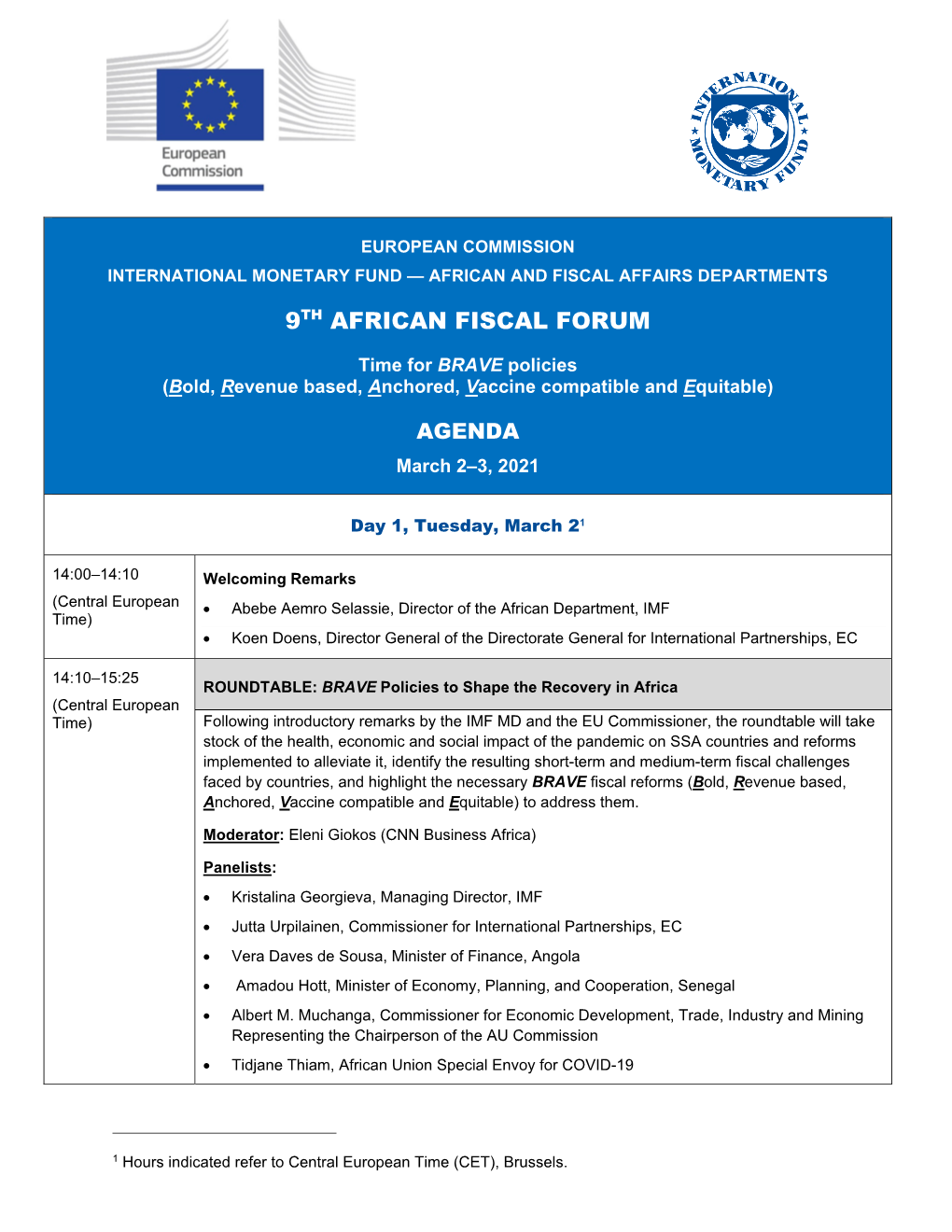 9Th African Fiscal Forum