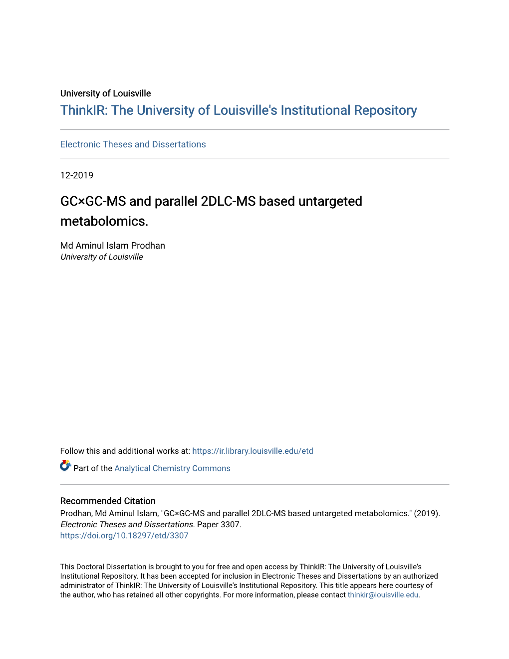 GC×GC-MS and Parallel 2DLC-MS Based Untargeted Metabolomics