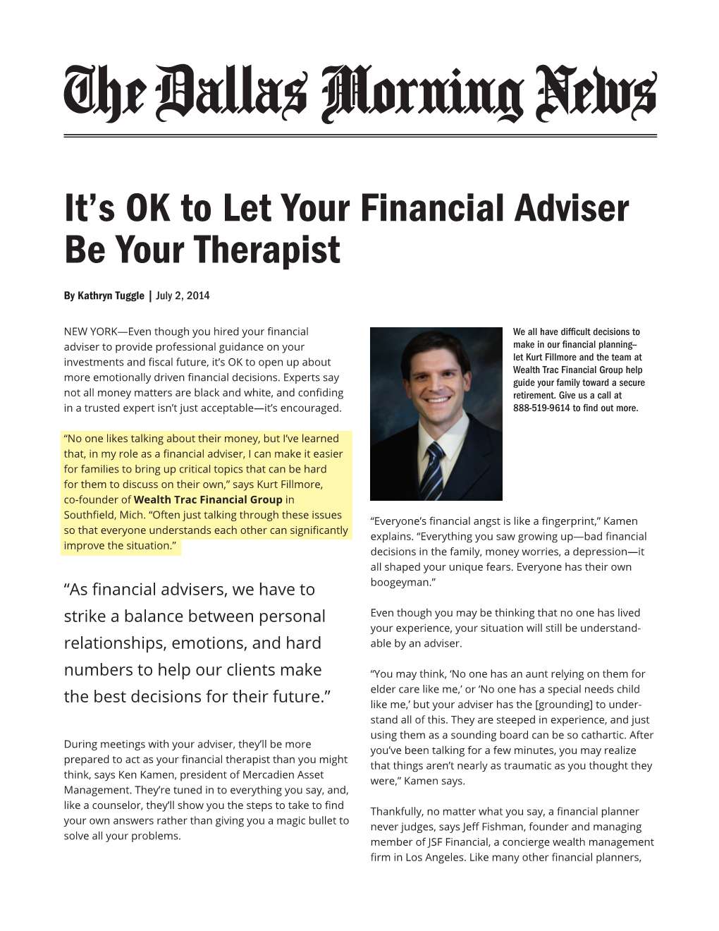It's OK to Let Your Financial Adviser Be Your Therapist