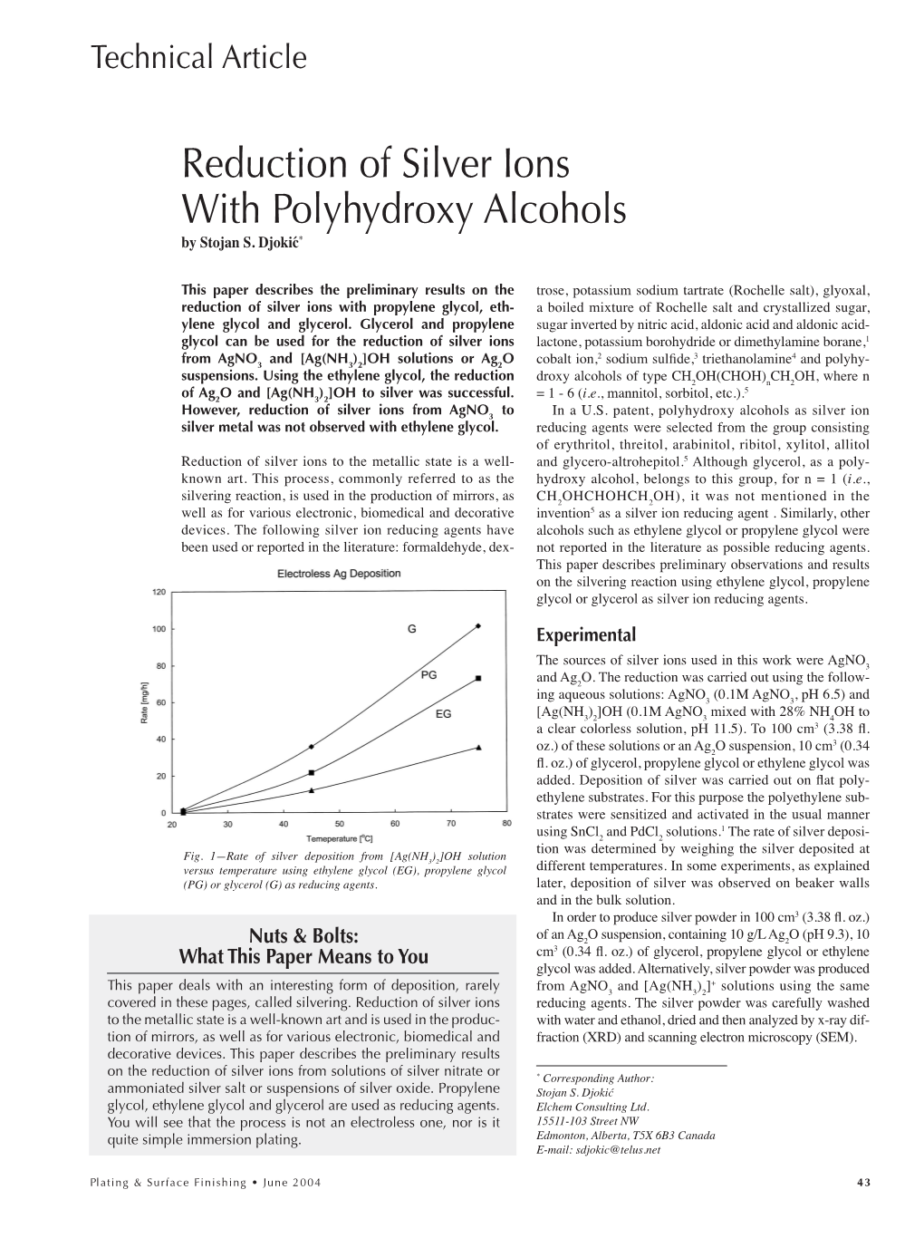 Reduction of Silver Ions with Polyhydroxy Alcohols by Stojan S