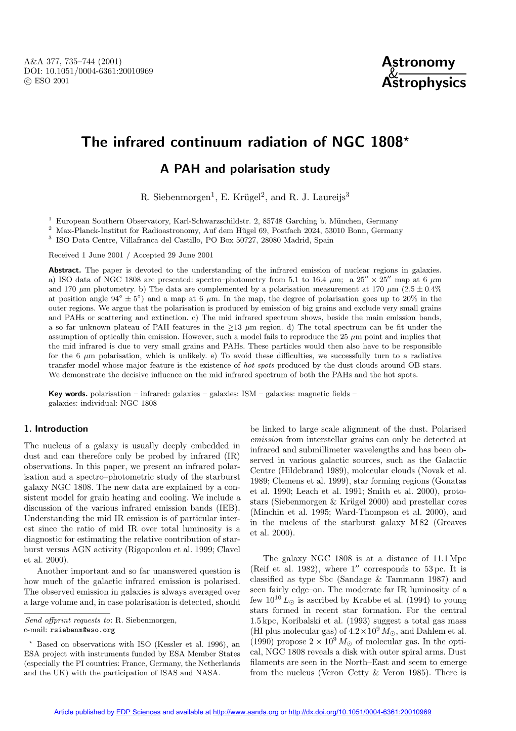 The Infrared Continuum Radiation of NGC 1808?