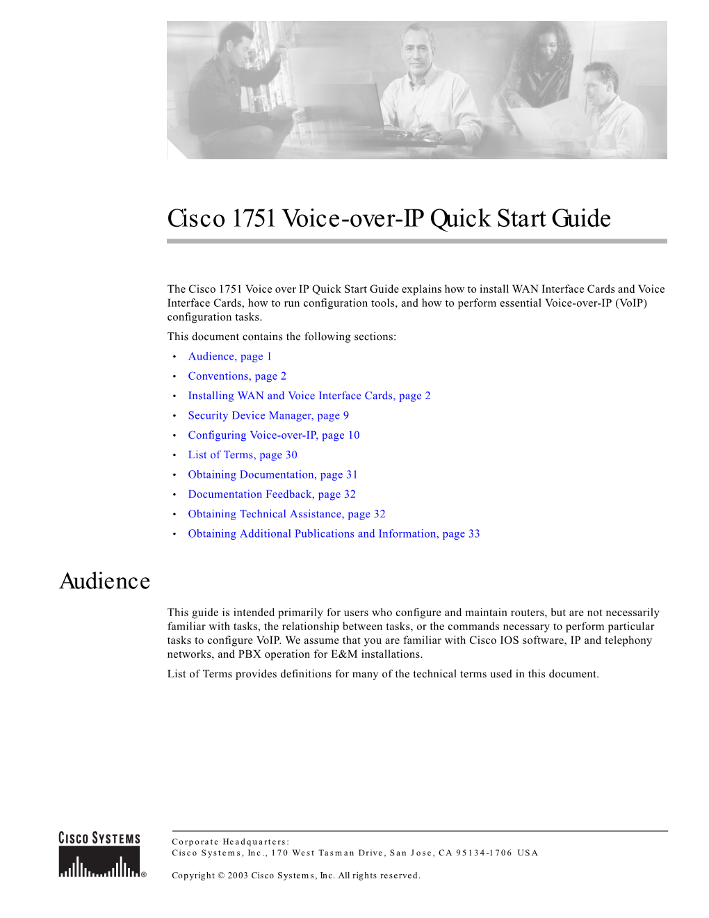 Cisco 1751 Voice-Over-IP Quick Start Guide