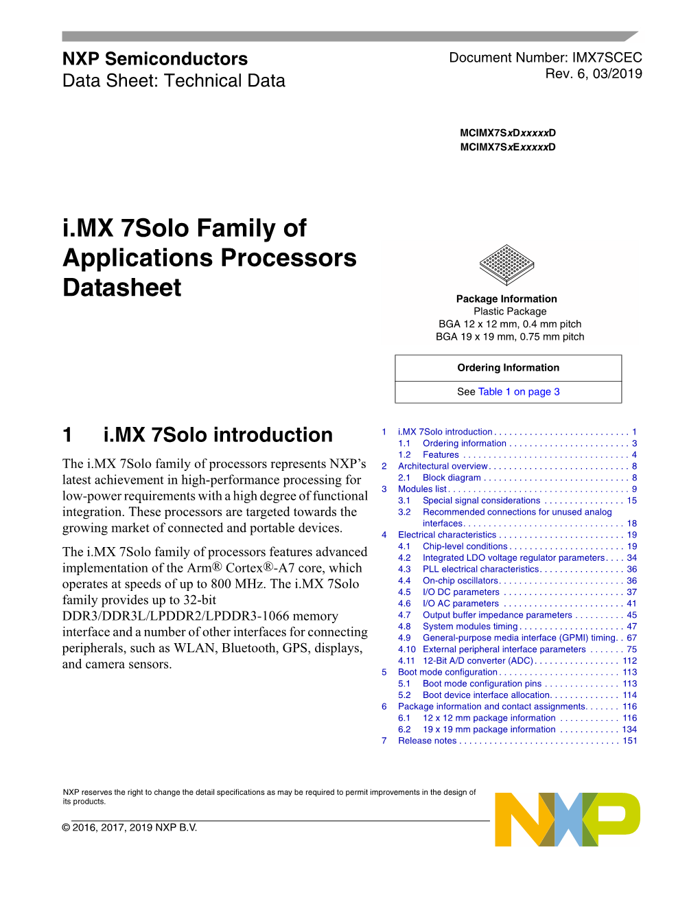 I.MX 7Solo Family of Applications Processors Datasheet, Rev