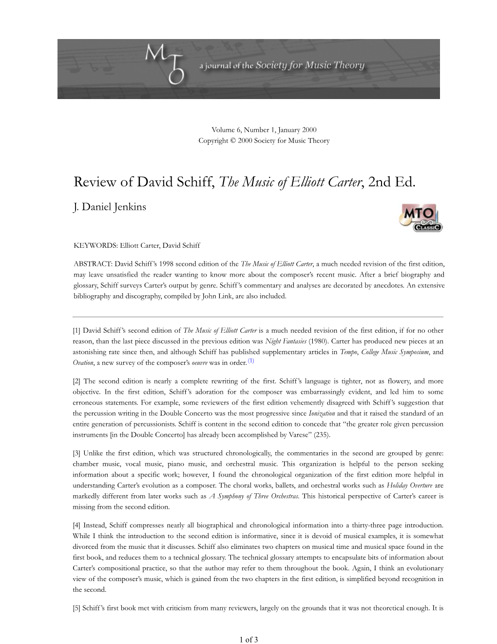 MTO 6.1: Jenkins, Review of Schiff