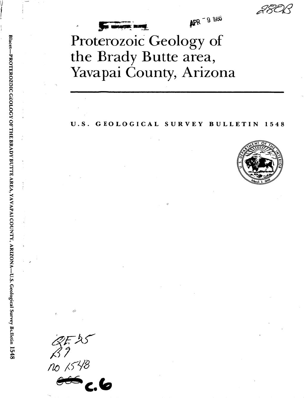 Proterozoic Geology of the Brady Butte Area, Yavapai County, Arizona