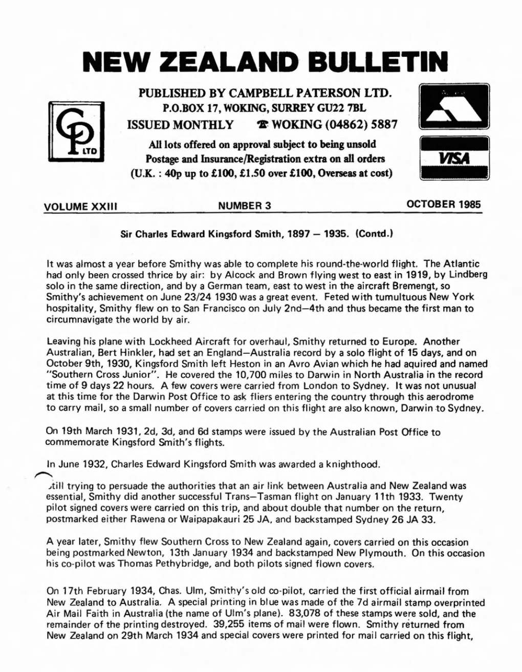 New Zealand Bulletin Published by Campbell Paterson Ltd