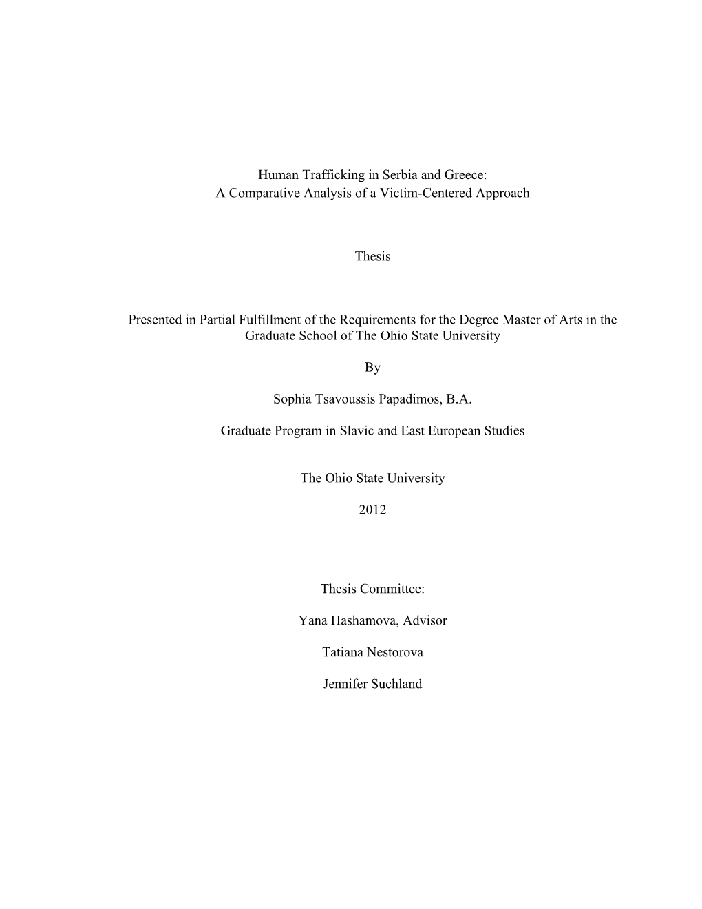 Human Trafficking in Serbia and Greece: a Comparative Analysis of a Victim-Centered Approach