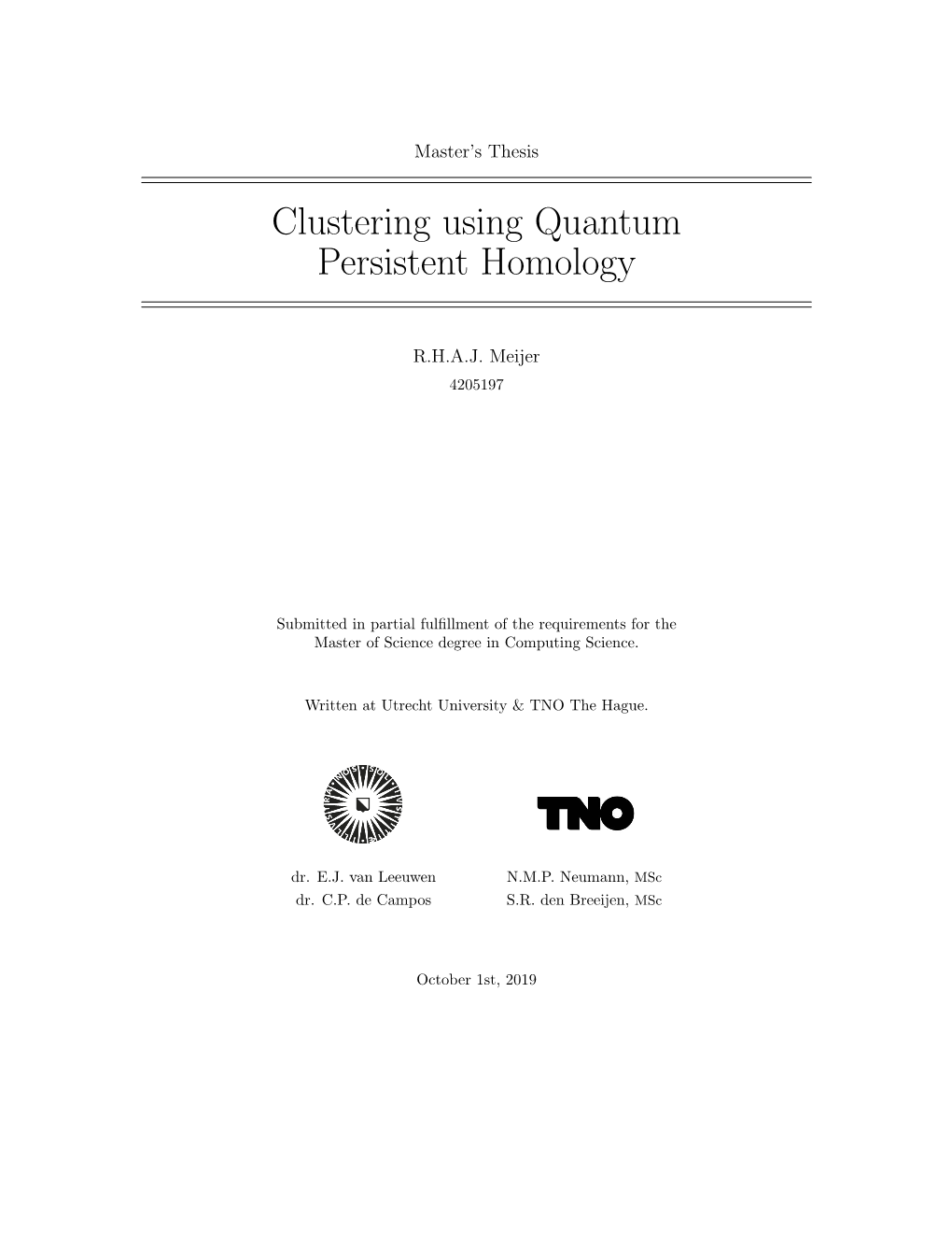 Clustering Using Quantum Persistent Homology