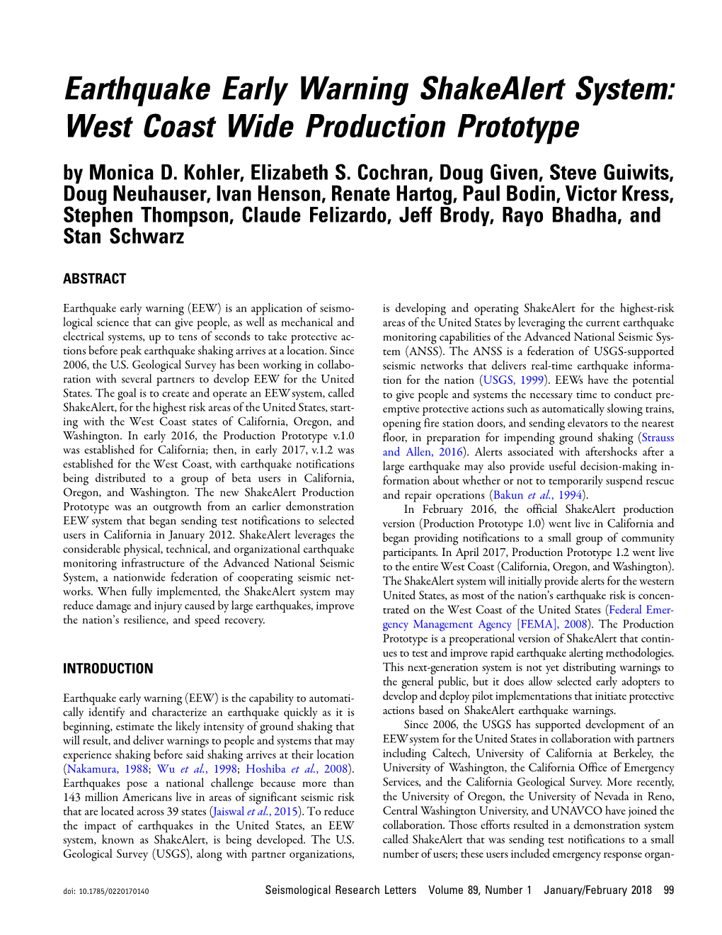 Earthquake Early Warning Shakealert System: West Coast Wide Production Prototype by Monica D